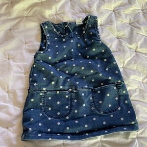 Baby Gap denim jumper with polka dots